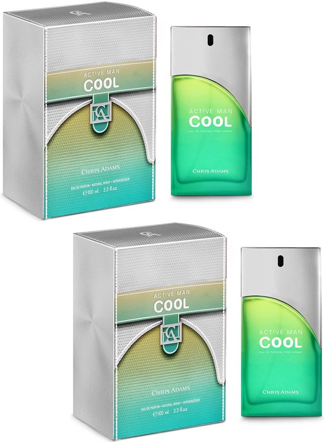chris adams 2 Pcs Chris Adams Active Man Cool Eau De Parfum 100ML Long-Lasting Fresh and Masculine Fragrance for Everyday Confidence - Image 1